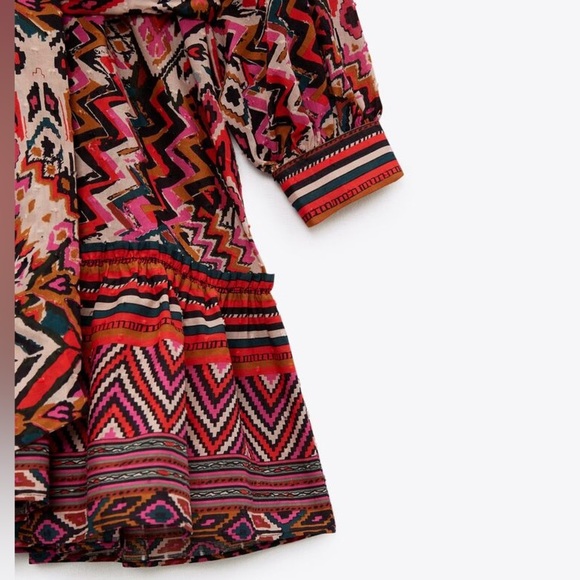 Zara Pink/Black Geometric Printed Mini Dress. Size L. - Picture 6 of 8